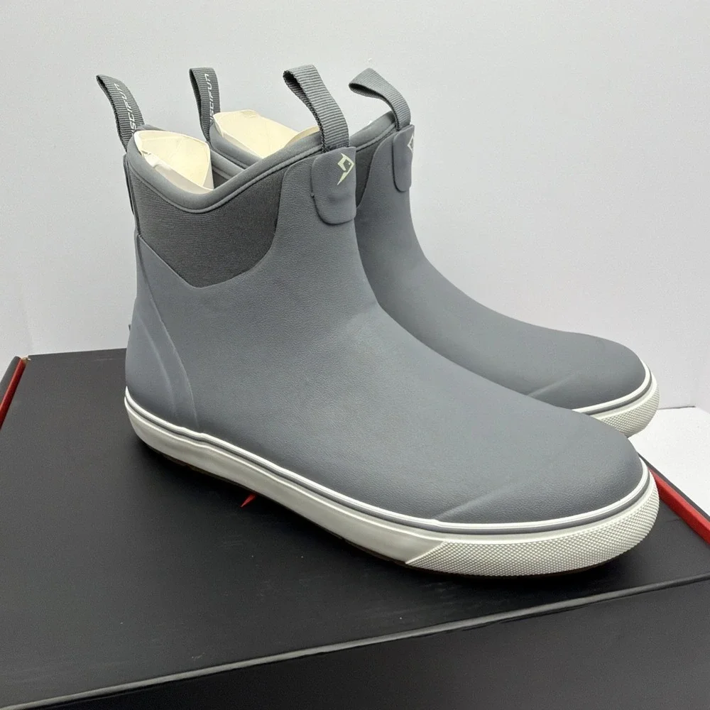 Piscifun Men's Deck Boots Waterproof Fishing Rain Boots Gray Size 7